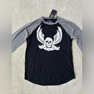 NWT chaser living the dream black skull long sleeve T size L